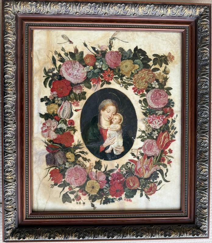 Мадонна с младенцем в цветочной гирлянде, 17 век